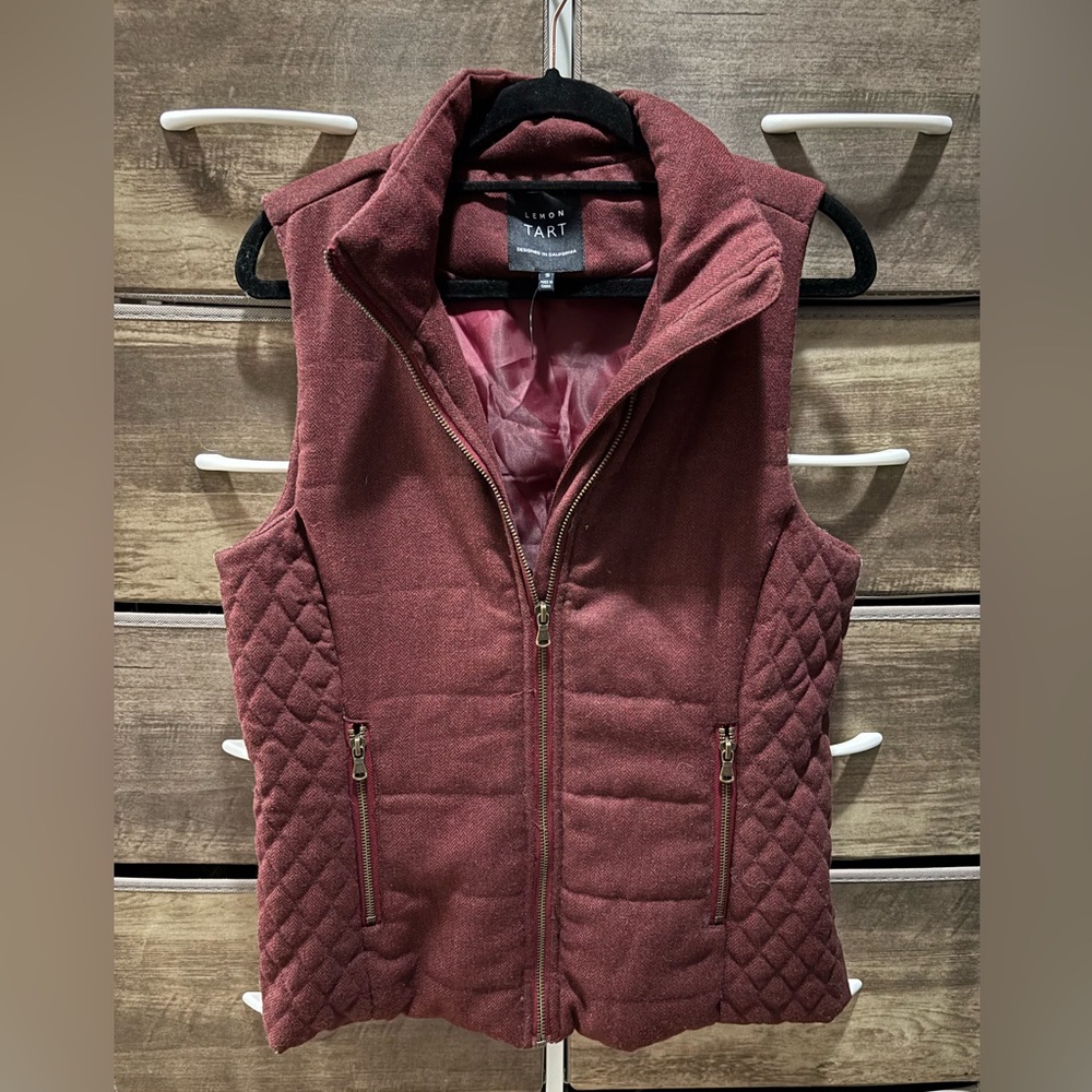 Lemon Tart Women's Burgundy Southwestern Fall Winter Quilted Puffer Vest Outdoor